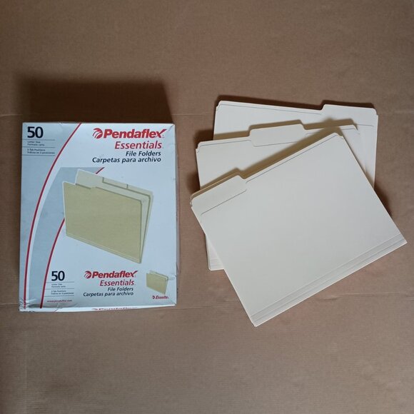 43 Manila file folders Esselte Pendaflex Essentials letter size 3 tab positions - Picture 1 of 2